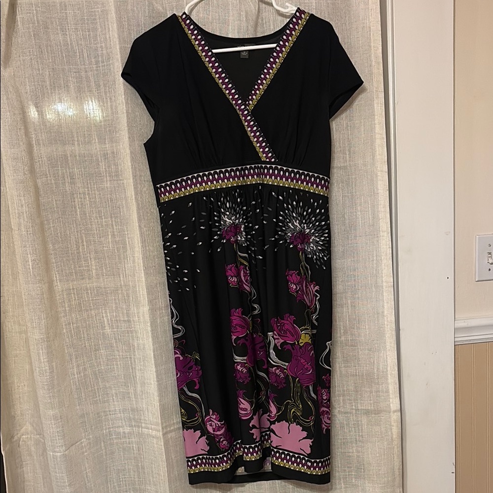 Voir Voir Black and Purple Midi Dress